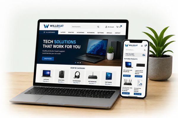 Example ecommerce store shown on laptop and phone